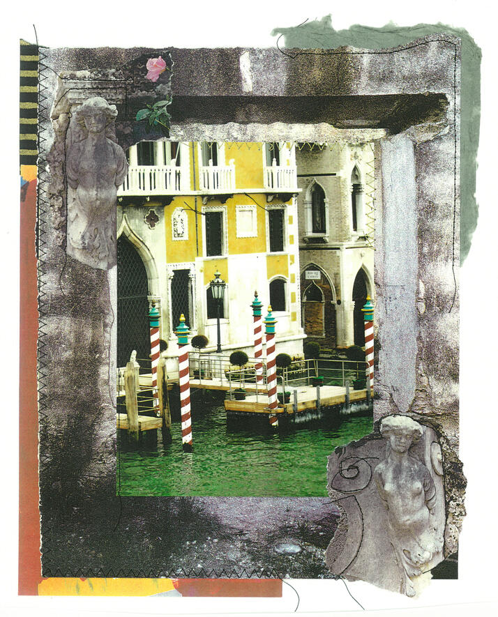 ON the CANAL, 15"X12" Framed, $500 Stitched Photo Collage © Donna Durbin