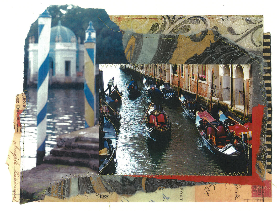 ANCIENT WATERWAY 12"x15" Framed, $500 Stitched Photo Collage, © Donna Durbin