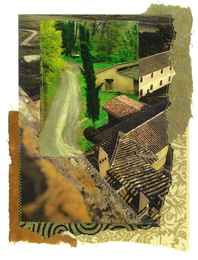 BACKROAD, 15"x12" Framed, Stitched Photo Collage $500 © Donna DurbinUntitled
