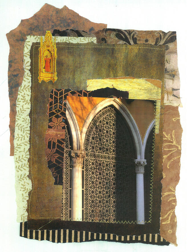 LATTICE PRAYER, 20"X16" Framed, $600, Stitched Photo Collage © Donna Durbin