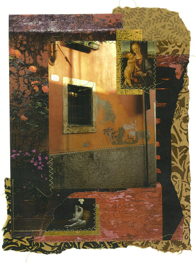 ANCHIO, Stitched Photo Collage, 15"x12" SOLD ©Donna Durbin