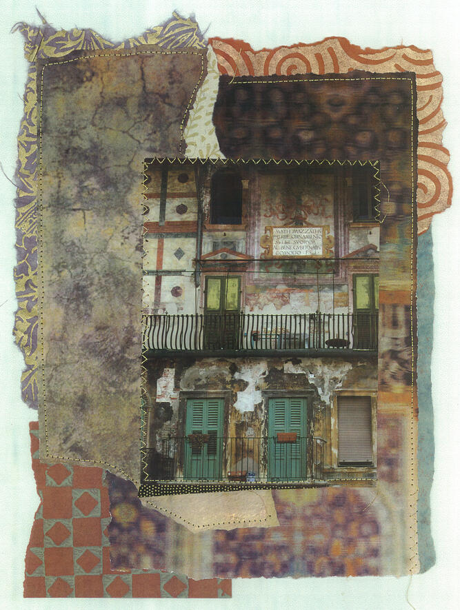FRESCO STORY, 20"X16" Framed, $600 Stitched Photo Collage © Donna Durbin