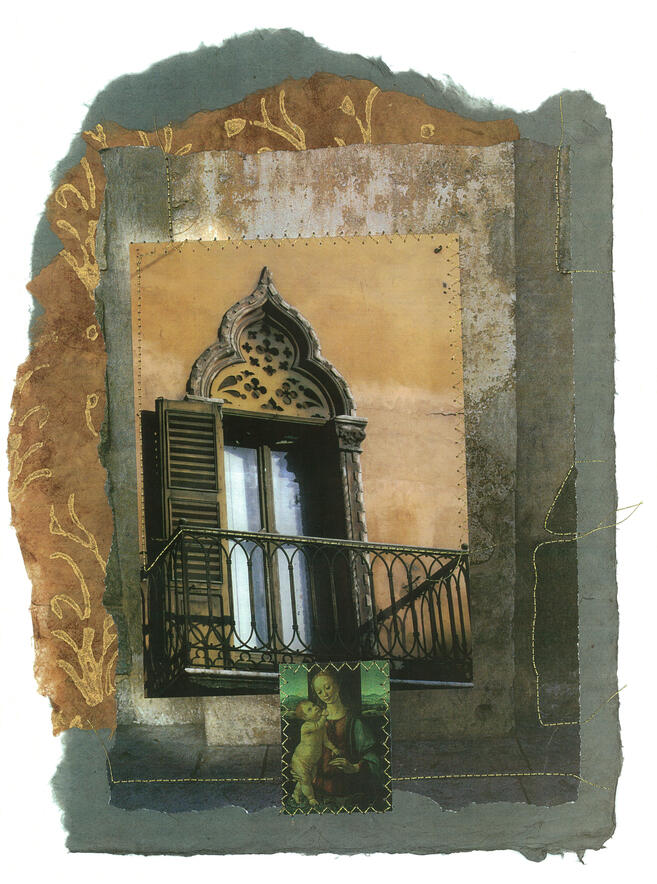 MADONNA & CHILD, Photo Collage, 20"x16" Framed, Stitched Photo Collage $600 ©Donna Durbin
